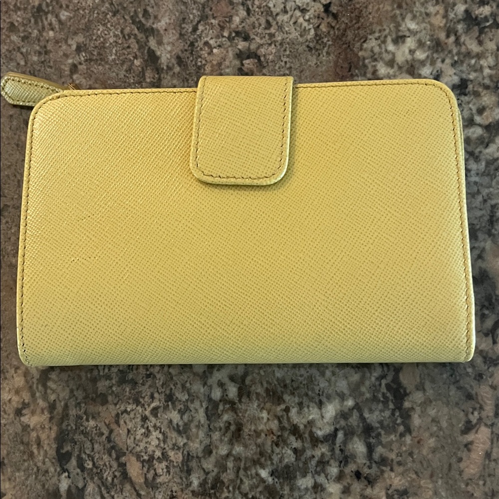 Prada Yellow Saffiano Leather Wallet with Gold Logo - Picture 12 of 16